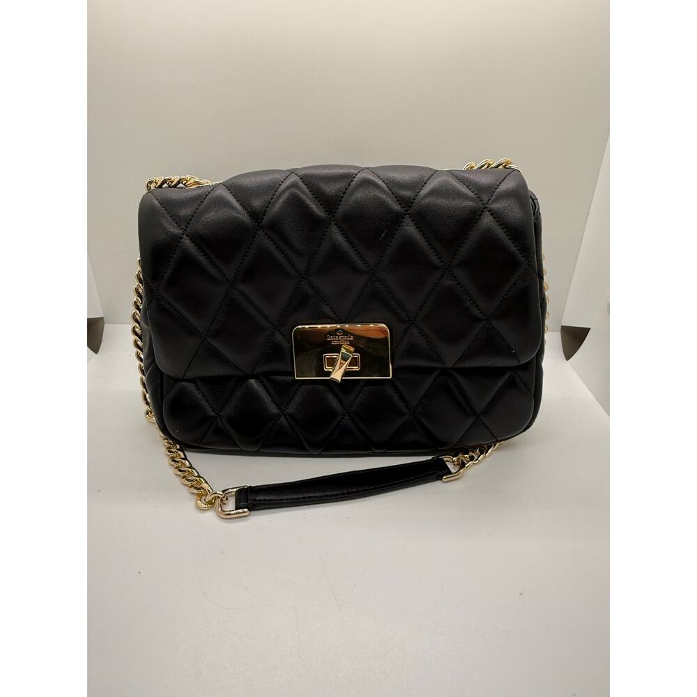Kate Spade Carey crossbody quilted black with gold chain  NWT